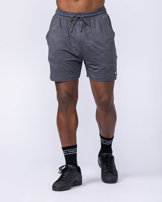 Tech Camo Lay Up 5" Shorts - Dark Grey Camo