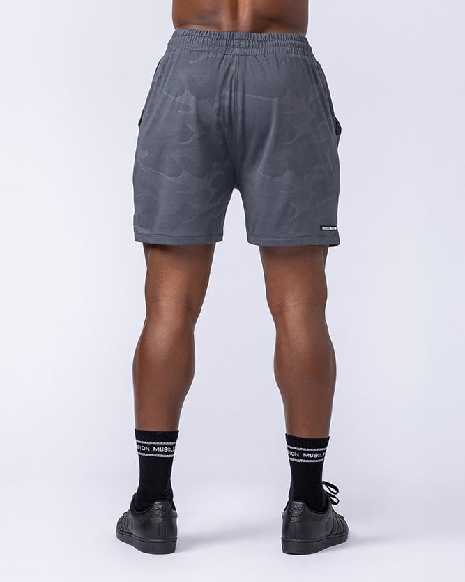 Tech Camo Lay Up 5" Shorts - Dark Grey Camo