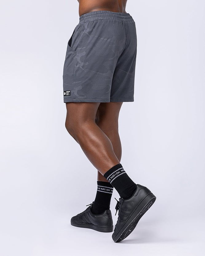 Tech Camo Lay Up 5" Shorts - Dark Grey Camo