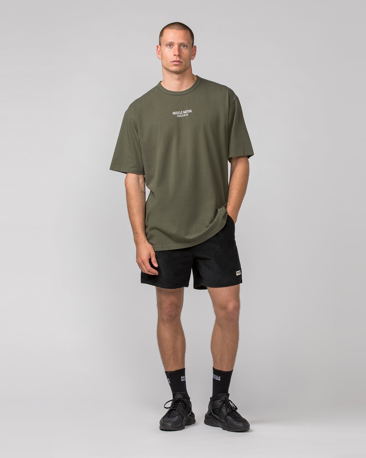 MNation Worldwide Pump Cover - Dark Khaki / White