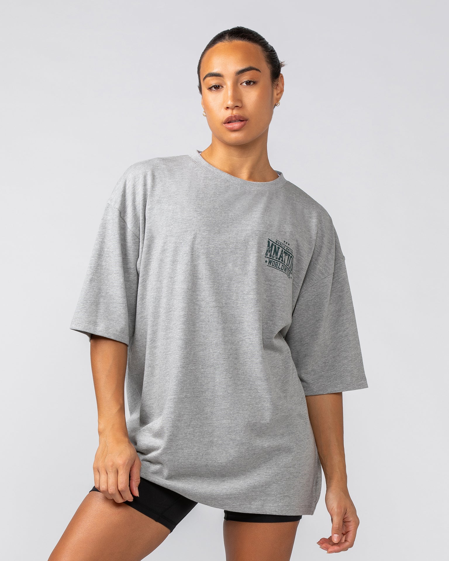 Undefeated Oversized Tee - Grey Marl