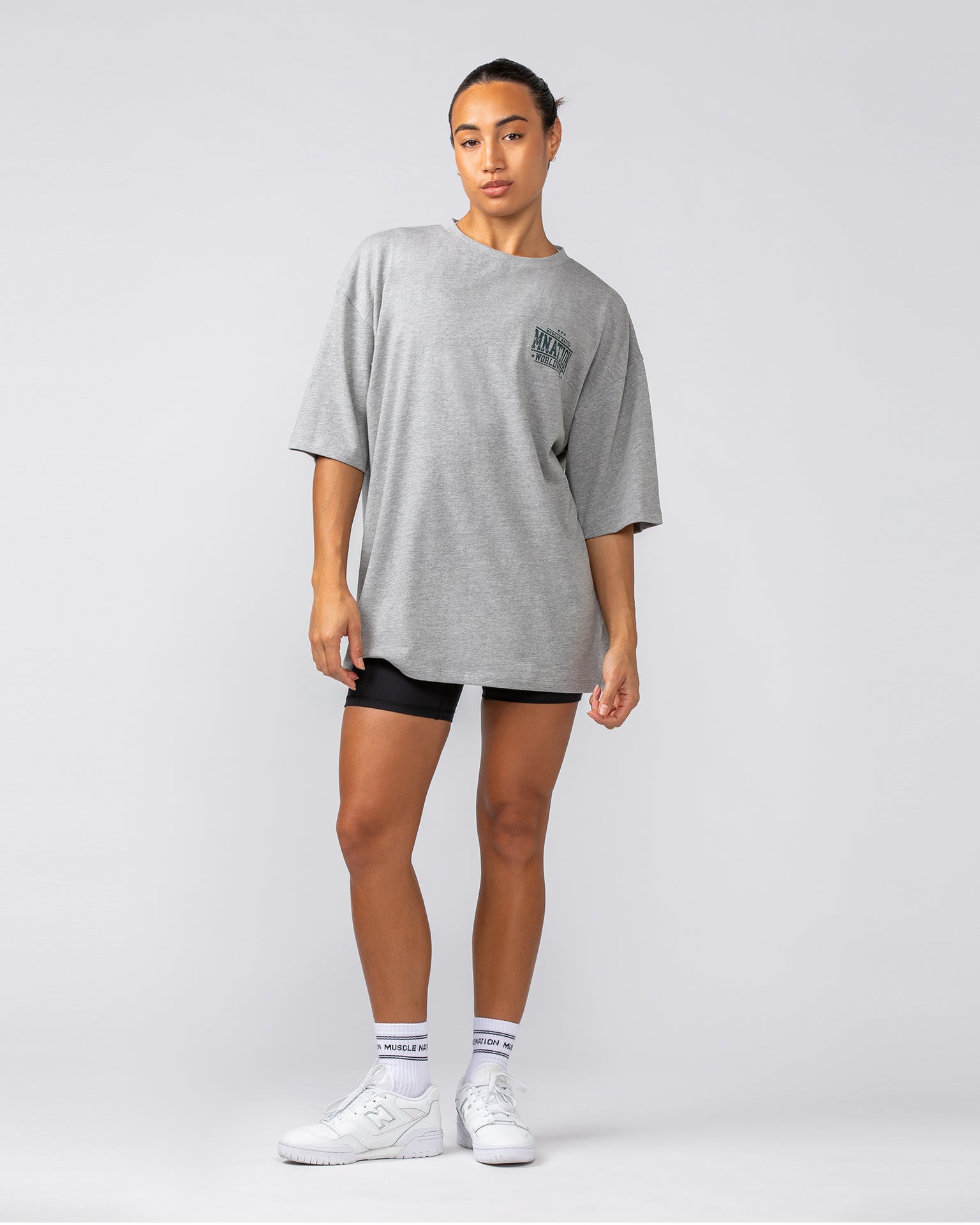 Undefeated Oversized Tee - Grey Marl