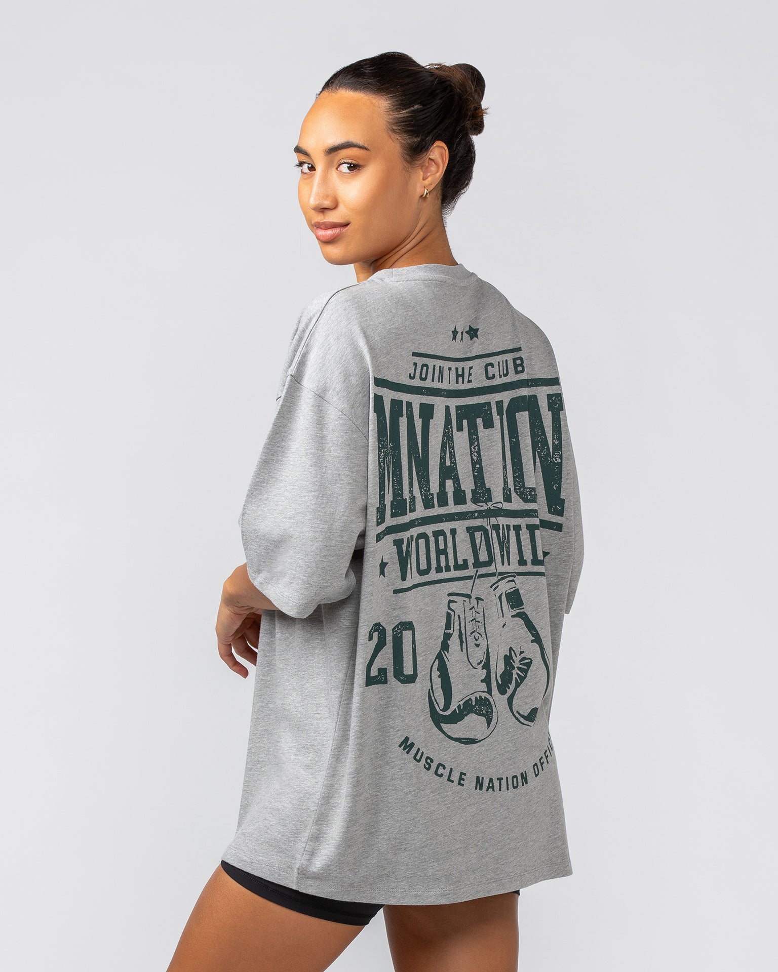 Undefeated Oversized Tee - Grey Marl