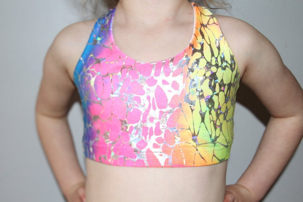 Kaleidoscope Crop Top Sports Bra Youth Girls
